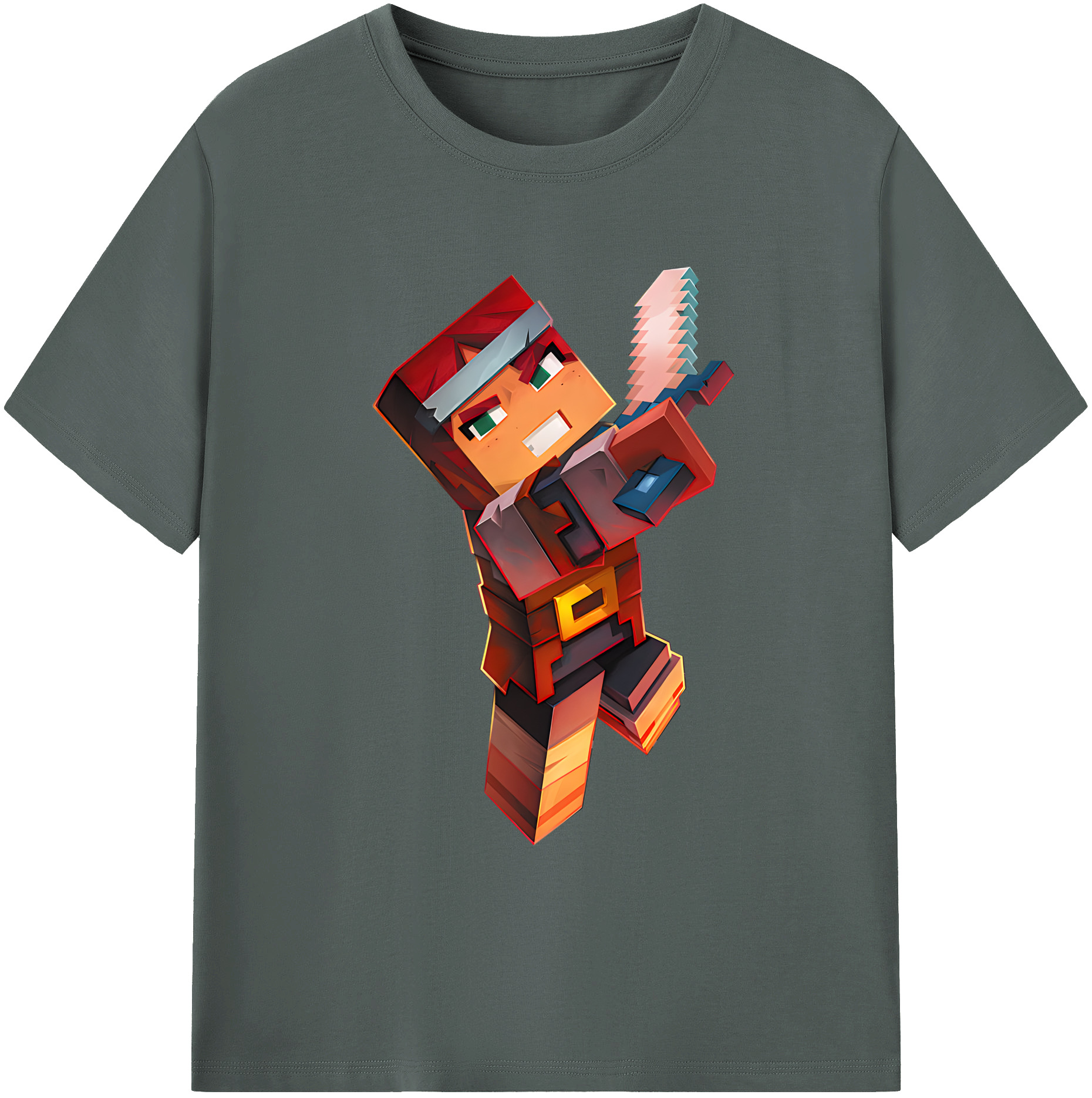 （画像用） マインクラフト ブロックの世界 Minecraft MC Block world 綿100％ メンズ半袖Tシャツ｜肌触りやわらか＆通気性